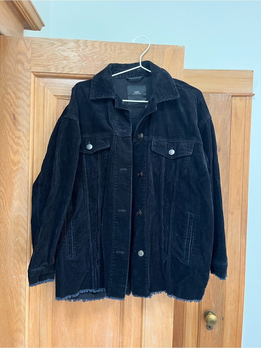 Zara Black Corduroy Oversize Button-Front Jacket